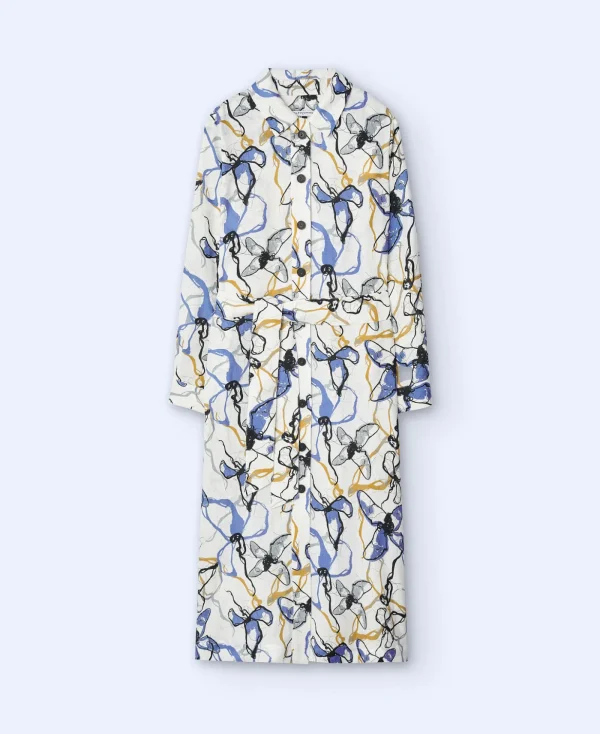 Adolfo Dominguez Robes & Combinaisons*Robe Chemisier Imprimee En Lin Imprime Floral
