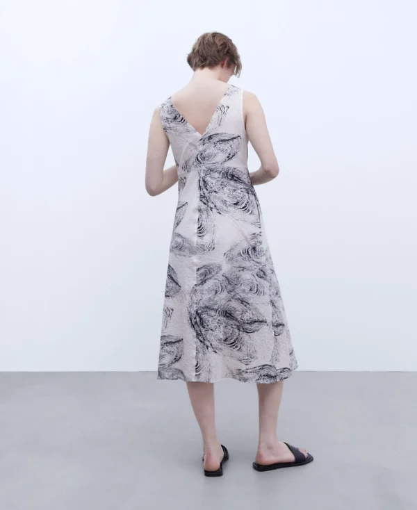 Adolfo Dominguez Robes & Combinaisons*Robe Cintree En Coton Ethique Noir/Ecru