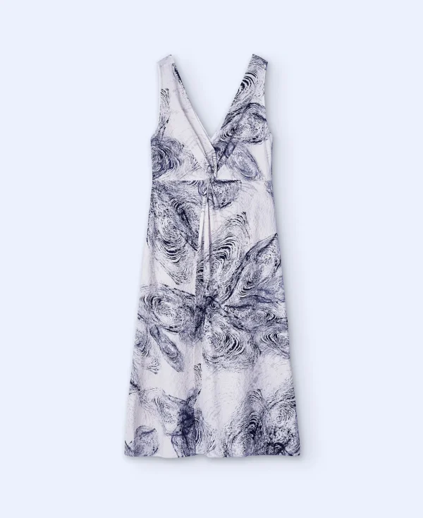 Adolfo Dominguez Robes & Combinaisons*Robe Cintree En Coton Ethique Noir/Ecru