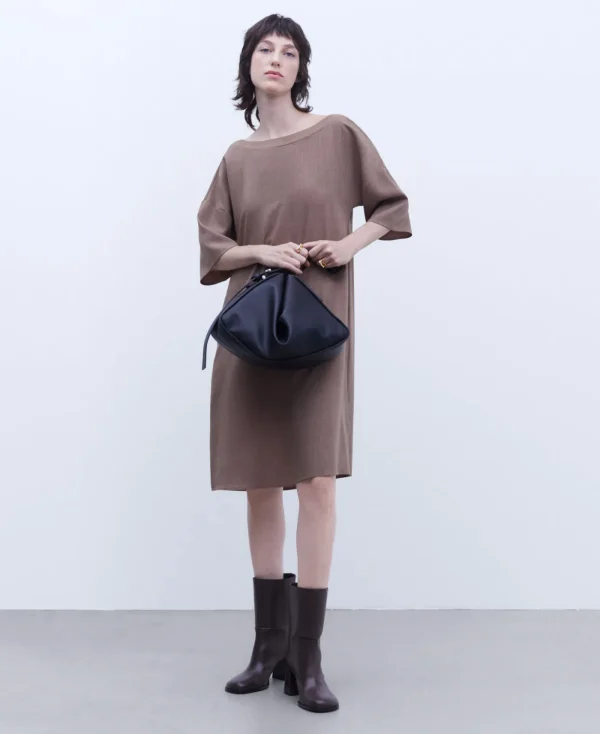 Adolfo Dominguez Robes & Combinaisons*Robe Courte Evasee Camel/Marron