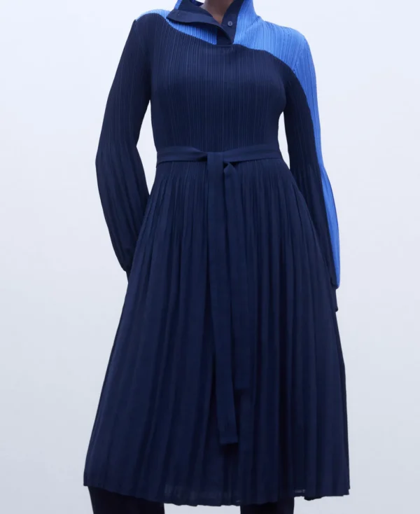 Adolfo Dominguez Robes & Combinaisons*Robe En Crinkle Bicolore Bleu