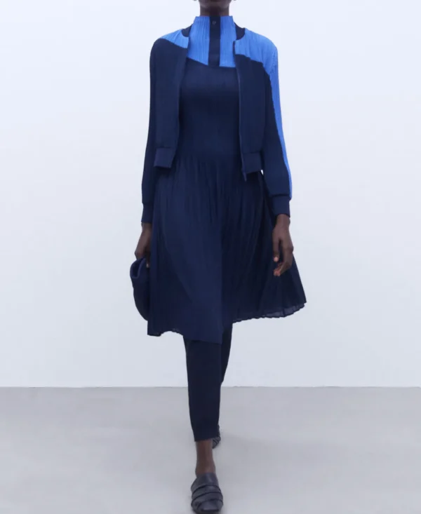 Adolfo Dominguez Robes & Combinaisons*Robe En Crinkle Bicolore Bleu
