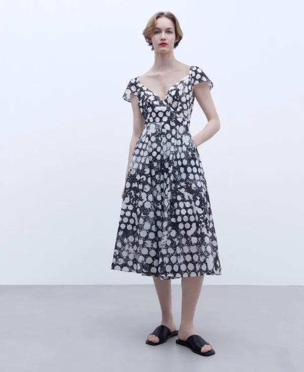 Adolfo Dominguez Robes & Combinaisons*Robe Imprimee A Encolure En V Noir