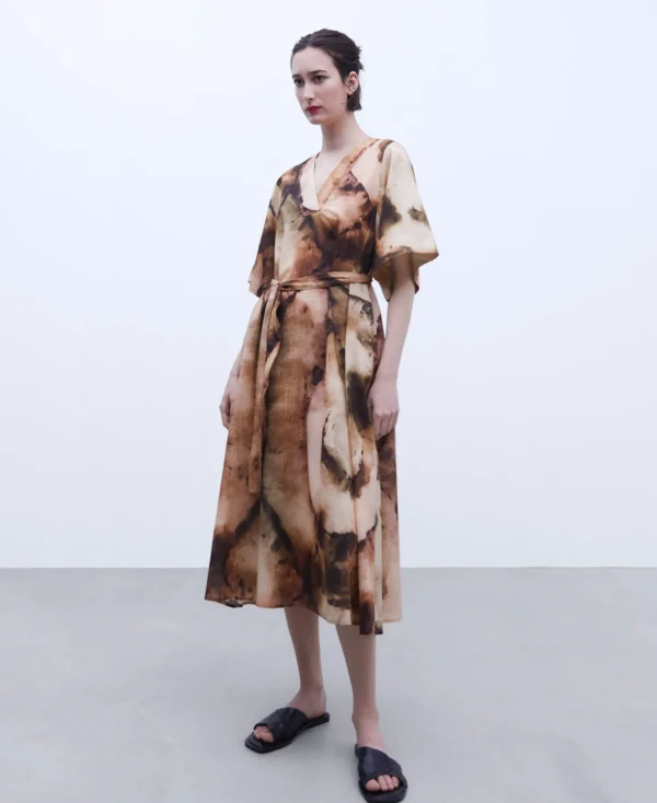Adolfo Dominguez Robes & Combinaisons*Robe Imprimee A Encolure En V Multicolore