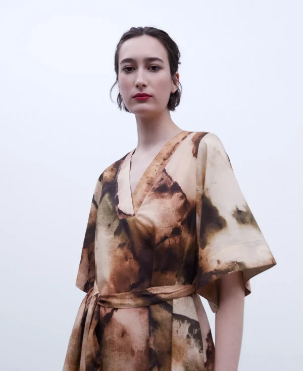 Adolfo Dominguez Robes & Combinaisons*Robe Imprimee A Encolure En V Multicolore