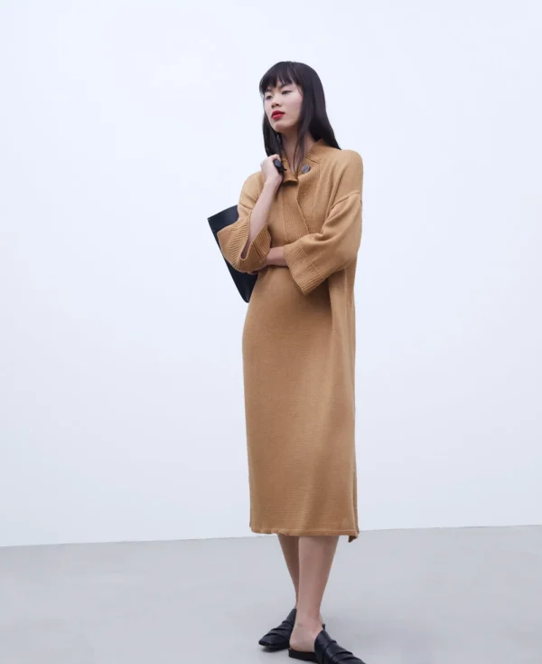Adolfo Dominguez Robes & Combinaisons*Robe Midi A Col Cheminee Camel