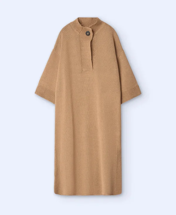 Adolfo Dominguez Robes & Combinaisons*Robe Midi A Col Cheminee Camel