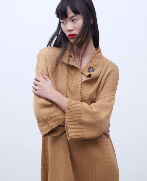 Adolfo Dominguez Robes & Combinaisons*Robe Midi A Col Cheminee Camel