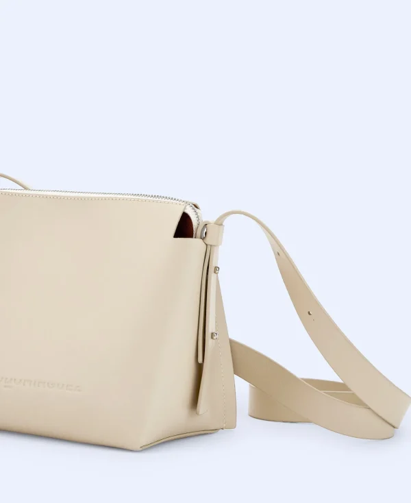 Adolfo Dominguez Sacs*Sac A Bandouliere En Cuir Fabrique En Espagne Ecru