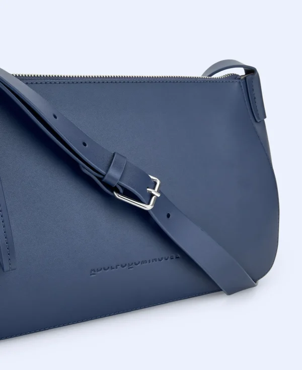 Adolfo Dominguez Sacs*Sac A Bandouliere En Cuir De Vachette Bleu Marine