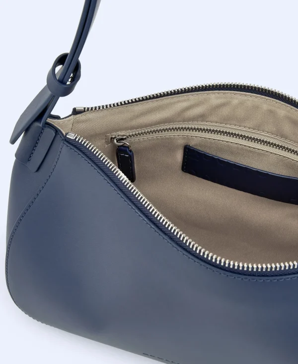 Adolfo Dominguez Sacs*Sac A Bandouliere En Cuir De Vachette Bleu Marine
