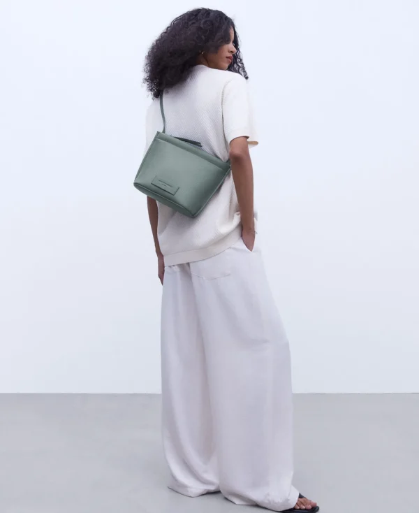 Adolfo Dominguez Sacs*Sac A Bandouliere Moyen A Texture Grainee Vert