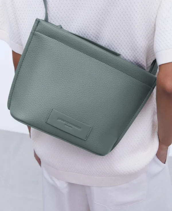 Adolfo Dominguez Sacs*Sac A Bandouliere Moyen A Texture Grainee Vert
