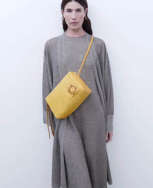 Adolfo Dominguez Sacs*Sac A Bandouliere Moyen Tresse Recycle Jaune Clair
