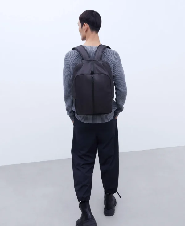 Adolfo Dominguez Sacs*Sac A Dos Zippe Sur Le Devant Gris/Noir