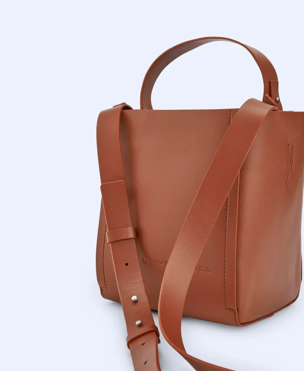 Adolfo Dominguez Sacs*Sac Cube En Cuir Made In Spain Tuile