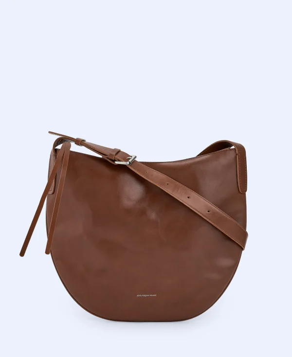 Adolfo Dominguez Sacs*Sac Hobo Arrondi En Cuir Responsable Cuir Fonce