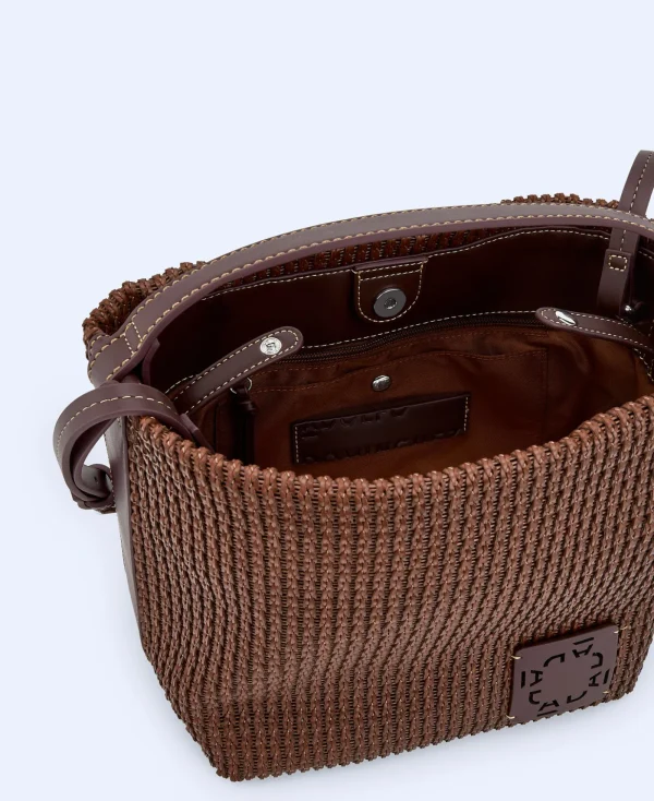Adolfo Dominguez Sacs*Sac Seau Tresse Recycle De Taille Moyenne Chocolat