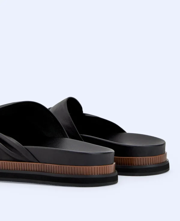 Adolfo Dominguez Chaussures*Sandales Asymetriques En Cuir Nappa Noir