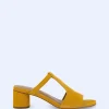 Adolfo Dominguez Chaussures*Sandales Type Mules En Daim Jaune Curcuma