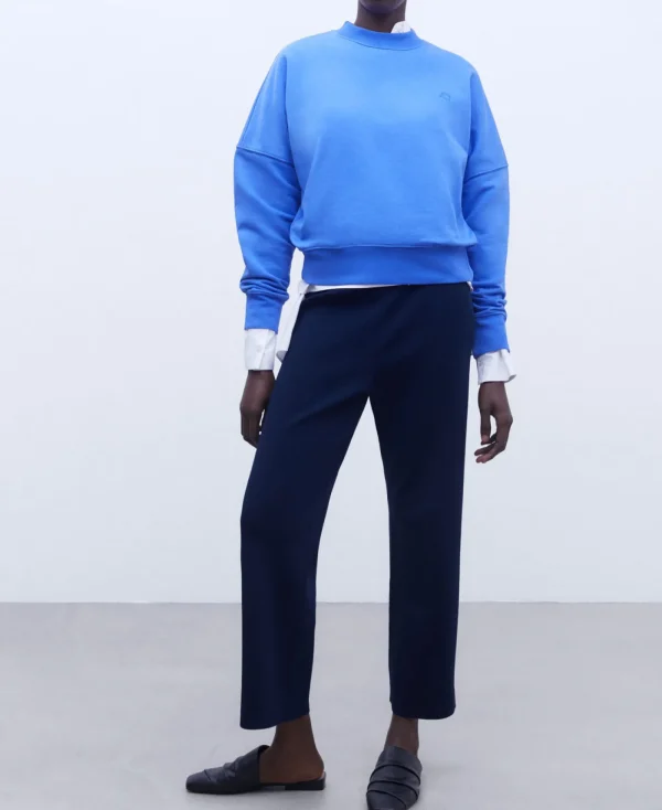 Adolfo Dominguez Maille*Sweat En Coton Bleu Ciel