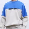 Adolfo Dominguez Mailles*Sweat Oversize En Coton Bicolore Bleu/Gris