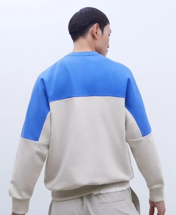 Adolfo Dominguez Mailles*Sweat Oversize En Coton Bicolore Bleu/Gris