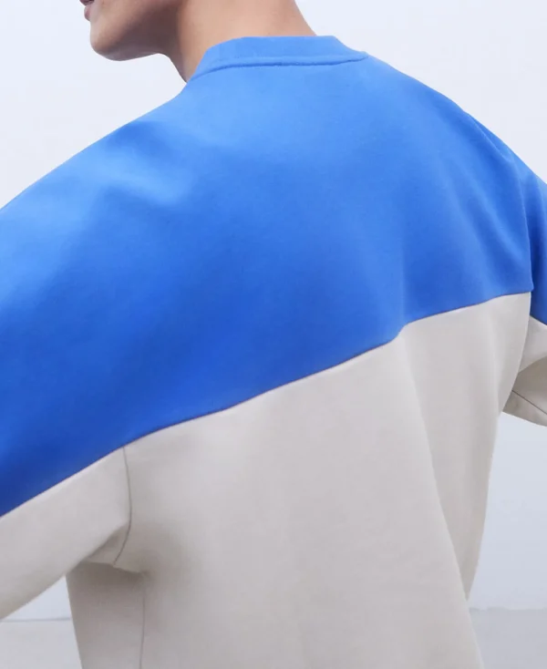Adolfo Dominguez Mailles*Sweat Oversize En Coton Bicolore Bleu/Gris