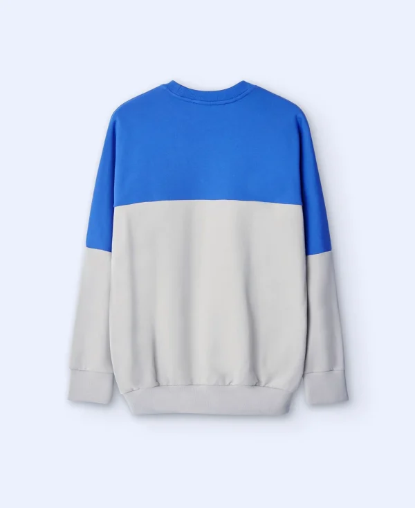 Adolfo Dominguez Mailles*Sweat Oversize En Coton Bicolore Bleu/Gris