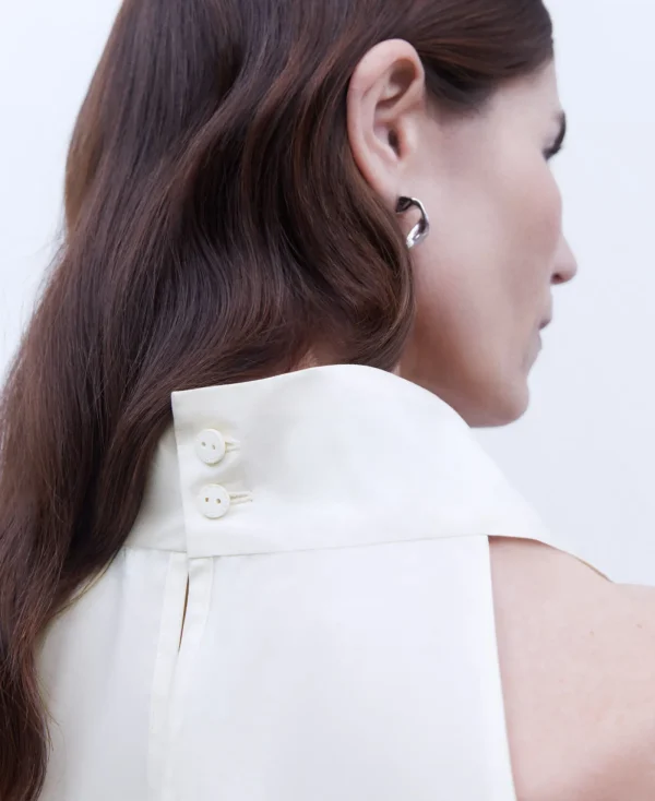 Adolfo Dominguez Chemises Et Tops*Top Drape En Coton De Culture Ethique Ecru