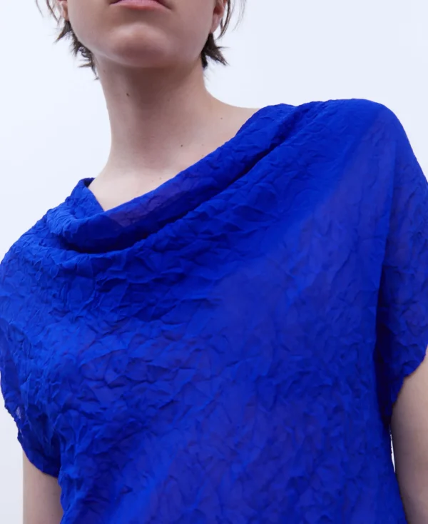 Adolfo Dominguez Chemises Et Tops*Top Froisse Et Drape Bleu