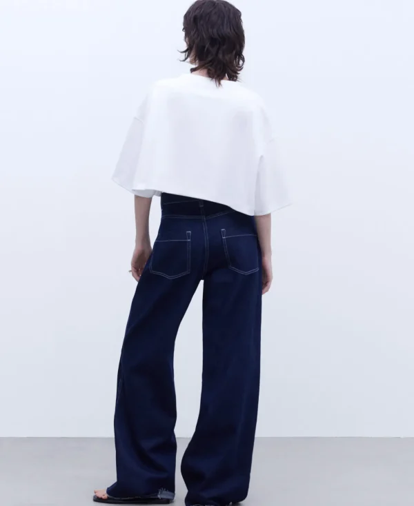 Adolfo Dominguez T-Shirts*T-Shirt Cropped En Coton Blanc