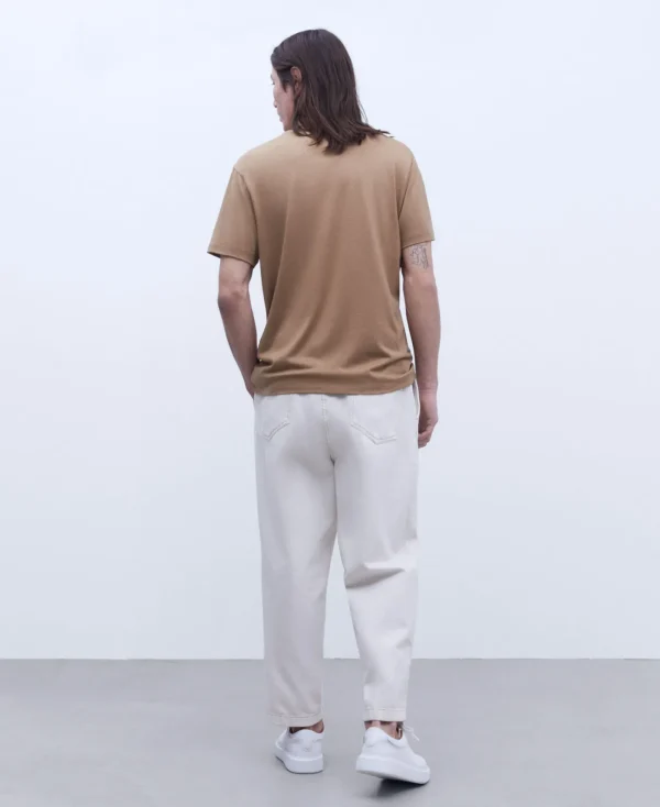 Adolfo Dominguez T-Shirts Et Polos*T-Shirt En Lyocell Et Coton Beige