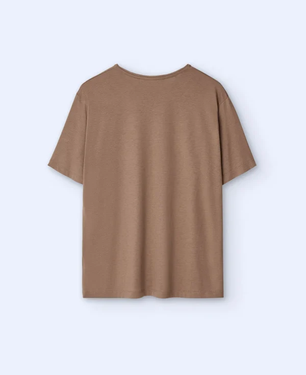 Adolfo Dominguez T-Shirts Et Polos*T-Shirt En Lyocell Et Coton Beige