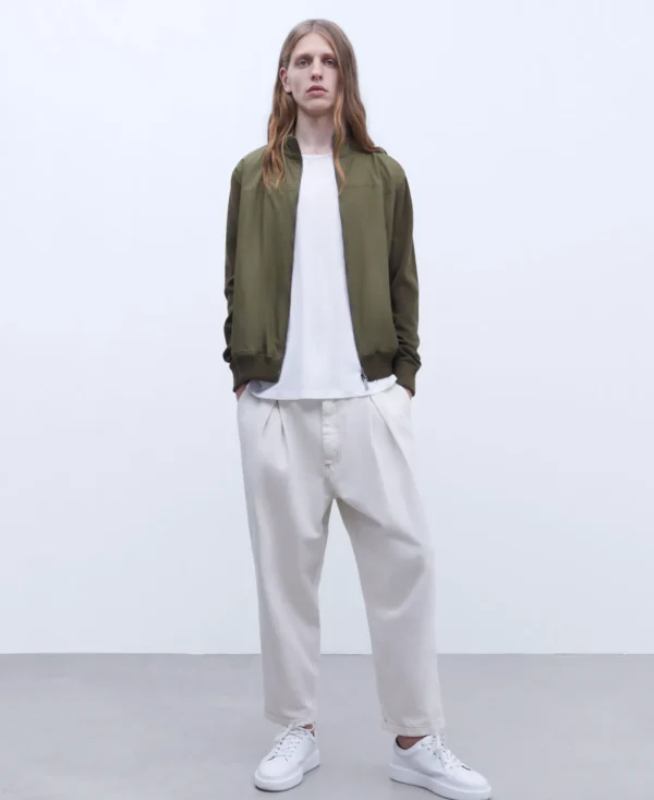Adolfo Dominguez Mailles*Veste Harrington A Col Mao En Coton Kaki