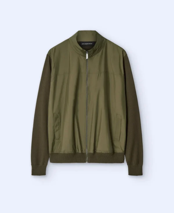 Adolfo Dominguez Mailles*Veste Harrington A Col Mao En Coton Kaki