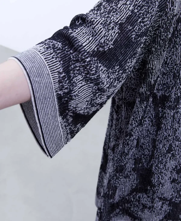 Adolfo Dominguez Maille*Veste Kimono En Coton Et Lin Noir/Creme