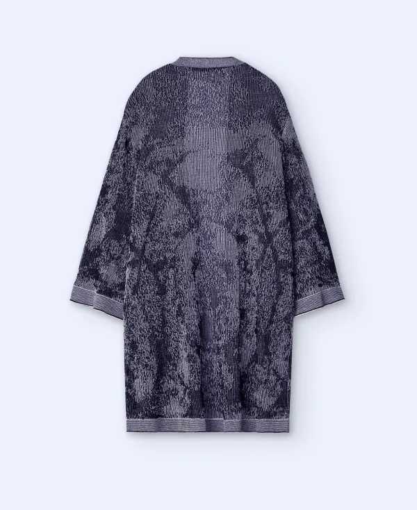 Adolfo Dominguez Maille*Veste Kimono En Coton Et Lin Noir/Creme