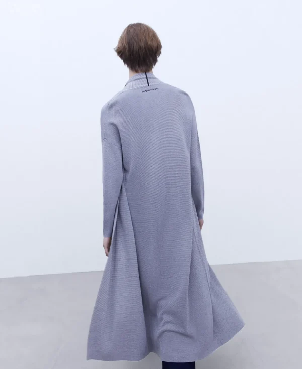 Adolfo Dominguez Maille*Veste Longue En Maille Blanc Et Noir